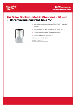 MILWAUKEE Nástrčný klíč ¼″ - 13 mm 4932478321 A4 PDF