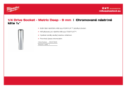 MILWAUKEE Nástrčný klíč ¼″ - 9 mm prodloužený 4932478329 A4 PDF