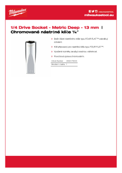 MILWAUKEE Nástrčný klíč ¼″ - 13 mm prodloužený 4932478333 A4 PDF