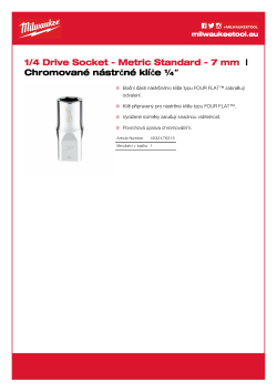 MILWAUKEE Nástrčný klíč ¼″ - 7 mm 4932478315 A4 PDF