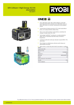 RYOBI RB1880T 18V Lithium+ High Energy 8,0 Ah akumulátor 5133006264 A4 PDF