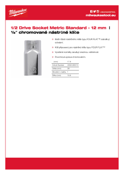MILWAUKEE Nástrčný klíč ½″ - 12 mm 4932480010 A4 PDF