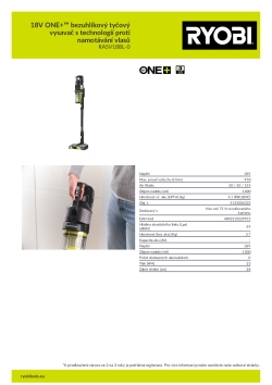 RYOBI RASV18BL 18V ONE+™ bezuhlíkový tyčový vysavač s technologií proti namotávání vlasů 5133006323 A4 PDF
