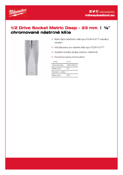 MILWAUKEE Prodloužený nástrčný klíč ½″ - 23 mm 4932480043 A4 PDF