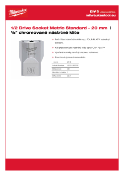 MILWAUKEE Nástrčný klíč ½″ - 20 mm 4932480018 A4 PDF