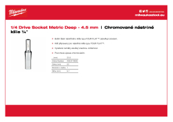 MILWAUKEE Nástrčný klíč ¼″ - 4,5 mm prodloužený 4932479995 A4 PDF