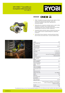 RYOBI RCT18BL 18V ONE+™ bezuhlíková kompaktní úhlová bruska 5133006500 A4 PDF