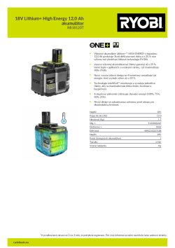 RYOBI RB18120T 18V Lithium+ High Energy 12,0 Ah akumulátor 5133006265 A4 PDF