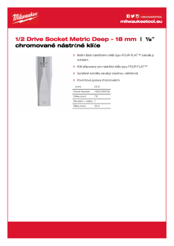 MILWAUKEE Prodloužený nástrčný klíč ½″ - 18 mm 4932480038 A4 PDF