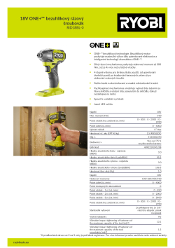 RYOBI RID18BL 18V ONE+™ bezuhlíkový rázový šroubovák 5133006490 A4 PDF