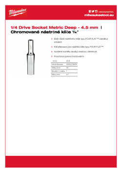 MILWAUKEE Nástrčný klíč ¼″ - 4,5 mm prodloužený 4932479995 A4 PDF