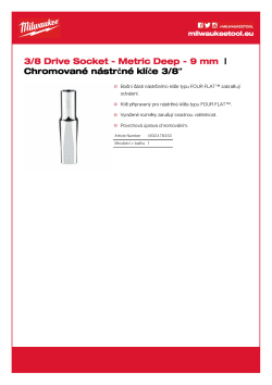 MILWAUKEE Nástrčný klíč ⅜″ metrický 9 mm prodloužený 4932478353 A4 PDF