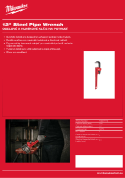 MILWAUKEE Klíč na potrubí 300 mm - ocel 48227112 A4 PDF