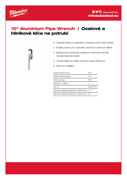 MILWAUKEE Klíč na potrubí 250 mm - hliník 48227210 A4 PDF