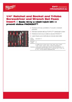 MILWAUKEE Pěnová vložka PACKOUT™ ¼″ s nástrčnými klíči a ráčnou 35ks 4932480717 A4 PDF