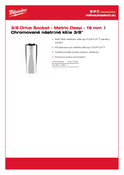 MILWAUKEE Nástrčný klíč  ⅜″ metrický 19 mm prodloužený 4932478363 A4 PDF