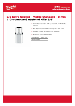 MILWAUKEE Nástrčný klíč  ⅜″ metrický 8 mm 4932478338 A4 PDF