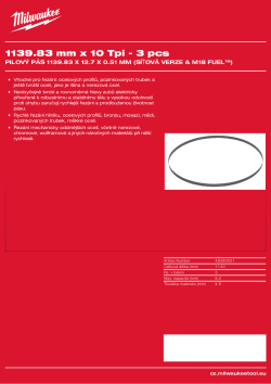 MILWAUKEE Bandsaw blade 1139.83 mm blade length 48390501 A4 PDF