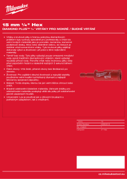 MILWAUKEE Diamond Max wet drill bits 49560513 A4 PDF