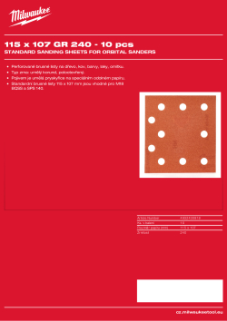 MILWAUKEE Standard Sanding Sheets for Orbital Sanders 4932430818 A4 PDF