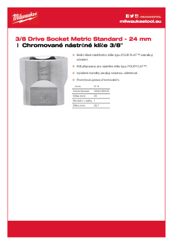 MILWAUKEE Nástrčný klíč ⅜″ metrický - 24 mm 4932480000 A4 PDF