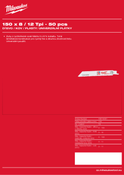 MILWAUKEE Universal Blades (Wood / Metal / Plastic) 48016091 A4 PDF