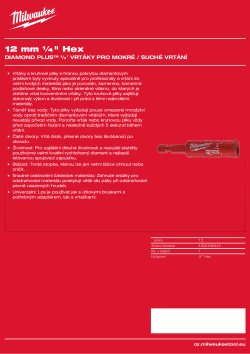 MILWAUKEE Diamond Max wet drill bits 49560511 A4 PDF