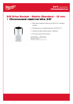 MILWAUKEE Nástrčný klíč  ⅜″ metrický 12 mm 4932478342 A4 PDF
