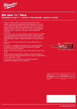 MILWAUKEE Diamond Max wet drill bits 49560515 A4 PDF