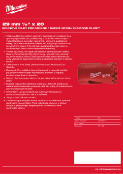 MILWAUKEE Diamond Max wet holesaws 49565615 A4 PDF