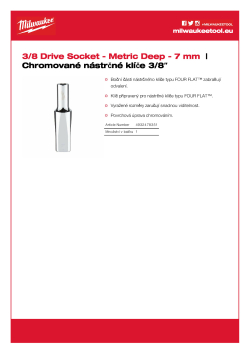 MILWAUKEE Nástrčný klíč  ⅜″ metrický 7 mm prodloužený 4932478351 A4 PDF
