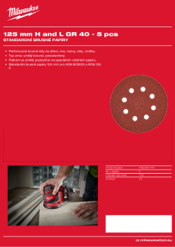 MILWAUKEE Standard Sanding Sheets for Random Orbital Sanders 4932367740 A4 PDF