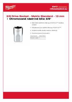 MILWAUKEE Nástrčný klíč  ⅜″ metrický 13 mm 4932478343 A4 PDF