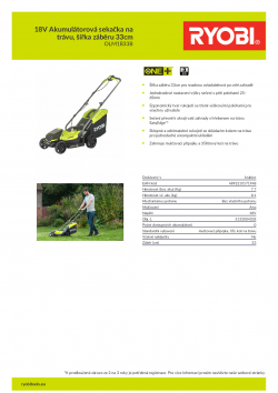 RYOBI RLM1833B 18V Akumulátorová sekačka na trávu, šířka záběru 33cm 5133004305 A4 PDF