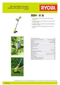 RYOBI RLT1832 18V Akumulátorvá strunová sekačka, šířka záběru 25/30cm 5133002813 A4 PDF