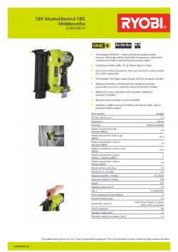 RYOBI R18N18G 18V Akumulátorová 18G hřebíkovačka 5133002093 A4 PDF