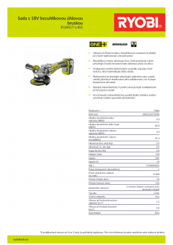 RYOBI R18AG7 Sada s 18V bezuhlíkovou úhlovou bruskou 5133004231 A4 PDF