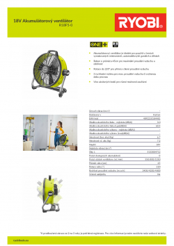 RYOBI R18F5 18V Akumulátorový ventilátor 5133004712 A4 PDF