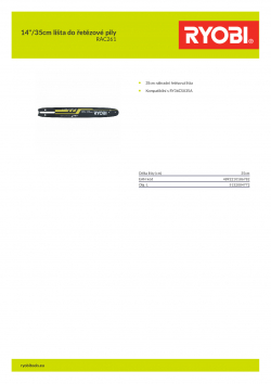 RYOBI RAC261 14"/35cm lišta do řetězové pily 5132004772 A4 PDF