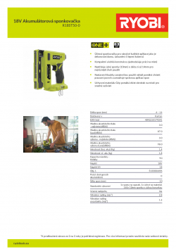 RYOBI R18ST50 18V Akumulátorová sponkovačka 5133004496 A4 PDF