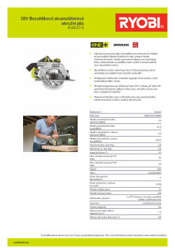 RYOBI R18CS7 18V Bezuhlíková akumulátorová okružní pila 5133002890 A4 PDF