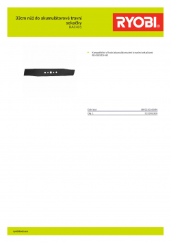 RYOBI RAC431 33cm nůž do akumulátorové travní sekačky 5132002805 A4 PDF