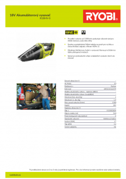 RYOBI R18HV 18V Akumulátorový vysavač 5133003834 A4 PDF