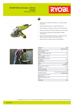 RYOBI RAG1010 1010W Úhlová bruska, 125mm kotouč 5133002497 A4 PDF