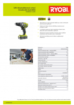 RYOBI R18DD3 18V Akumulátorový vrtací šroubovák (1x2.0Ah) 5133003347 A4 PDF