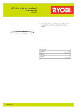 RYOBI RAC221 14"/35cm řetěz pro benzínové řetězové pily 5132002636 A4 PDF
