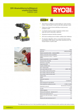 RYOBI R18PD3 18V Akumulátorová příklepová vrtačka (2x2.0Ah) 5133003342 A4 PDF