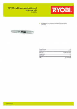 RYOBI RAC226 12"/30cm lišta do akumulátorové řetězové pily 5132002486 A4 PDF