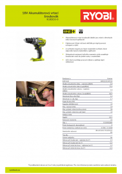 RYOBI R18DD3 18V Akumulátorový vrtací šroubovák 5133002889 A4 PDF