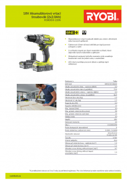 RYOBI R18DD3 18V Akumulátorový vrtací šroubovák (2x2.0Ah) 5133003348 A4 PDF